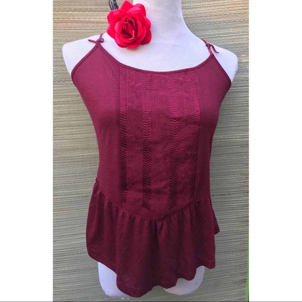 AEO Red/Burgundy Colored Raceback Blouse